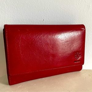 Vera Pelle Burgundy Red Leather Trifold Wallet